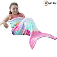 เด็กสองชั้นผ้าห่ม Gradient Mermaid Tail หางปลาฉลามถุงนอนผ้าห่มสำหรับเด็กหญิงเด็กชาย