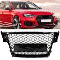 【ห้ามพลาด】duoqiao [lowest + Clearance Sale] สำหรับ RS4 Bumper Grille Quattro ด้านหน้ากีฬาตาข่ายหกเหลี่ยมรังผึ้งตะแกรงฝากระโปรงรถสีดำสำหรับ Audi A4/S4 B8 09-12