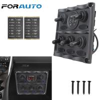 Waterproof Circuit Breaker Car Marine LED Rocker Switch Panel 5 Gang DC 12v Voltmeter Lighter Plug