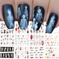 【YF】┇♙۩  12 Styles Spooky Stickers Pumpkin Decals Cartoon Decorations Sliders Manicure LEBJF049-60