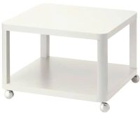 TINGBY Side table on castors, white 64x64 cm (ทิงบี โต๊ะข้างมีล้อเลื่อน, ขาว 64x64 ซม.)