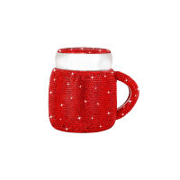 400ml Handmade Diamond Coffee Mug Shiny Ceramic Crystal Thermos Mug with Lid and Handle Lady Women Gift for Dropshipping