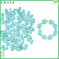 EWUSA 100pcs 100ชิ้นค่ะ หินแตกลาย ทรงหยดน้ำตา Cabochons สีเขียวขุ่นสังเคราะห์ย้อมสี ต่างหูรูปดอกไม้ หลังแบนราบ สร้อยคอสำหรับผู้หญิง