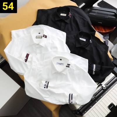 【Shop Now】🛒🛒 เสื้อเชิ้ตผู้ชาย แขนยาว สีขาว สีดำ 【พร้อมส่ง 100 ตัวในไทย】