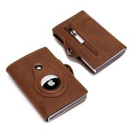 Bisi Goro Airtag Men Wallet New Metal Aluminum Box Case Rfid Anti-theft Swipe Credit Card Holder Leather Short Zipper Coin Purse