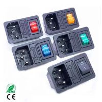 【CW】 With 10A Fuse! Red Rocker Switch Fused IEC320 C14 Inlet Power Socket Fuse Switch Connector Plug Connector Red Green Blue Black