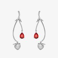 [COD] and style all-match earrings strawberry flower niche design smart long high-end