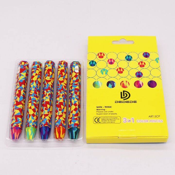 5pcs-set-3-in-1-color-pencil-set-for-student-stationery-supplies-no-wood-mixed-colour-creative-pencils-drawing-pen-kids-art-gift