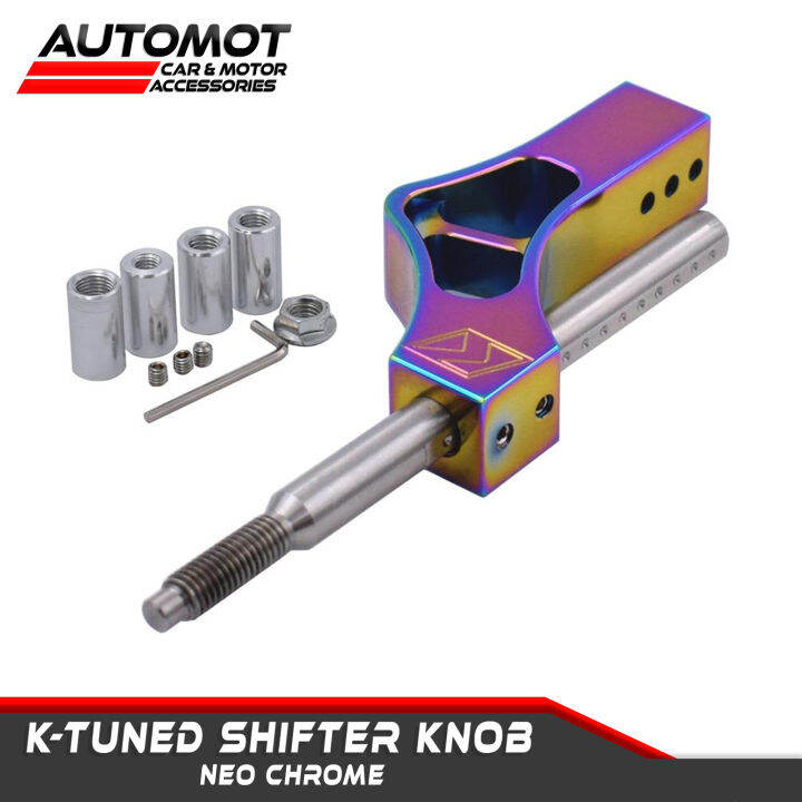 Neo Chrome KTuned Shift Knob Extender Adjustable Shifter Lever+Shift