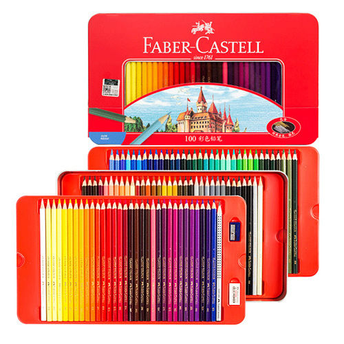 faber-casl-100-color-oil-castle-colored-pencil-tin-box-set-lapis-for-coloring-book-school-art-supplies