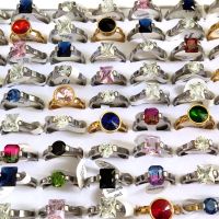 Wholesale Lots 30pcs Luxury Wedding Engagement Stone Ring Female Charm Zircon Stainless Steel Crystal Ring Lovers Jewelry