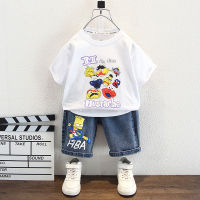 Boys Summer Short Sleeve Suit 2023 New Fashion Baby Boys Summer Clothes Childrens Ruan Shuai Fried Street Childrens Clothing