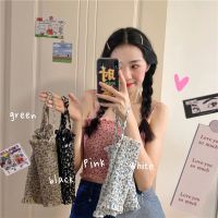 เสื้อยืดผู้หญิง Cicishop(พร้อมส่ง)สายเดี่ยวสม็อคแต่งลายFLOWERมินิมอล สีน่ารักมากๆ(6142) ทันสมัย