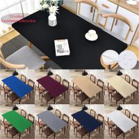 Corinada Solid Color Fitted Rectangle Tablecloth Washable Black Waterproof Polyester Table Cover Elastic Edge Kitchen Dining Picnic Party