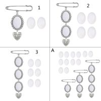 Wedding Bouquet Photo Charm DIY Pin Brooch Making Kit Lacy Frame Charm Oval Picture Frame with Pendant for Holiday Heart