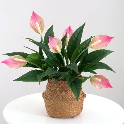 Simulation Green Plants High Quality Red Palms Home Living Room Dining Decoration Fake Artificial Flower Bouquet Potted Plants
