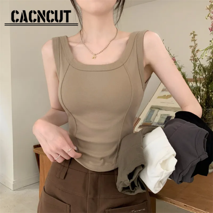 สายคล้องคอ-cacncut-เสื้อกล้ามหญิงพร้อมแผ่นซิลิโคนแปะหน้าอกเครื่องเทศหญิงสาวดีไซน์เฉพาะกลุ่มนอกเพื่อสวมใส่ฤดูใบไม้ผลิและฤดูร้อนหลังสวยด้วยเสื้อหน้าอก