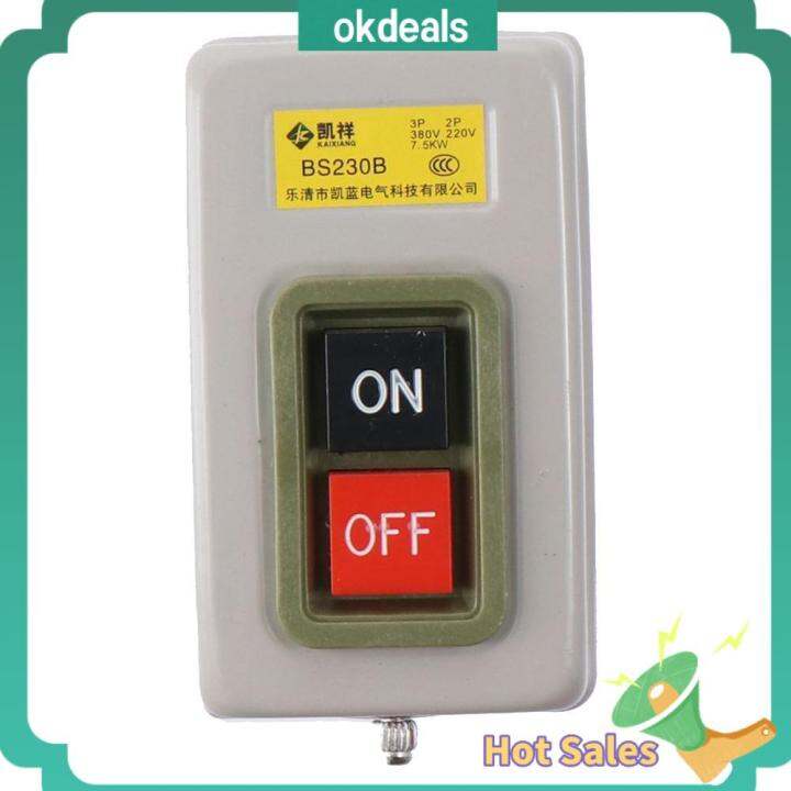 Okdeals Ac 220v380v Push Button Switch 10a Onoff Start Stop Switch Self Lock 3 Phase Electric 2216