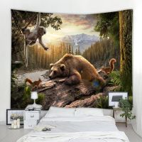 【hot】▤  bear background decoration tapestry curtain nordic style bohemian hippie wall living room bedroom