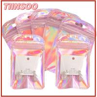 TIINSOO 50pcs/bag คุณภาพสูง แสดงเครื่องประดับ สีรุ้ง ถุง OPP กระเป๋าซิป ถุงบรรจุภัณฑ์ ถุงปิดผนึกด้วยตนเอง