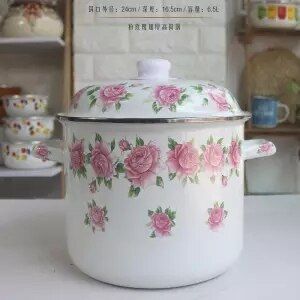 Milk Pot Enamel Pot 9.5L Thick Steamer Stew Pot Pot Rice Barrel Pickle Cylinder Steamer Pans Kitchen Cookware Ollas De Cocina