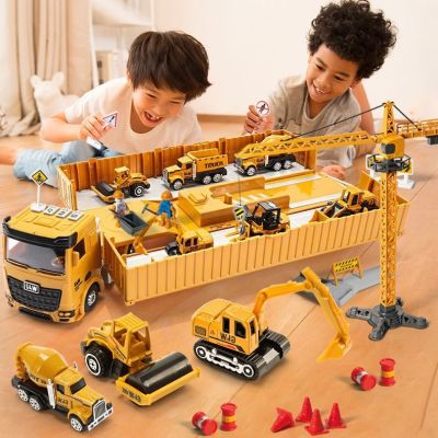 Alloy Engineering Bulldozer Crane Construction Truck Tower Designer for Boys Play Excavator Vehicles Cars Set Toys for Kids