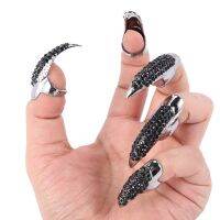 Z710Pcs/Set Diy Jewelry Punk Style Paved Bend Fingertip Finger Claw Ring Set False Nails Set