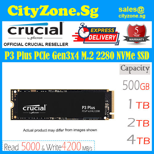 Crucial P3 Plus 4TB PCIe Gen4 3D NAND NVMe M.2 SSD, up to  5000MB/s-CT4000P3PSSD8