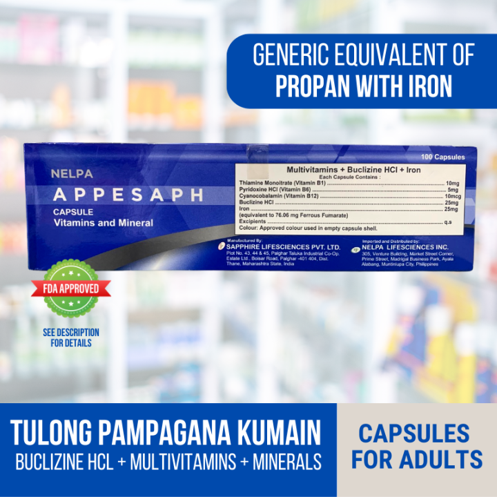 (Propan with Iron Generic) Appetiz / Appesaph Buclizine HCl