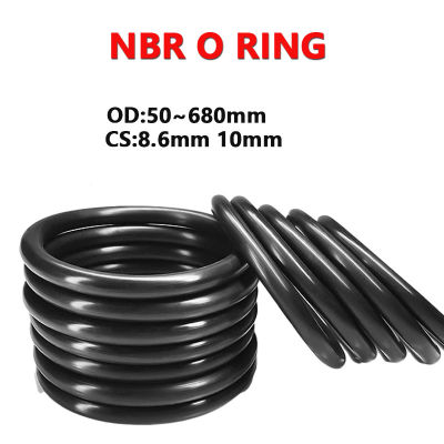 【2023】Black NBR O Ring Seal Gasket Thickness CS8.6mm10mm OD50~680mm Nitrile Butadiene Rubber Spacer Oil Resistance Washer Round Shape