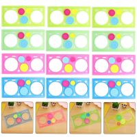 【CW】 12 Pcs Ruler Transparent Painting Stencils Flowers Kids Plastic Student