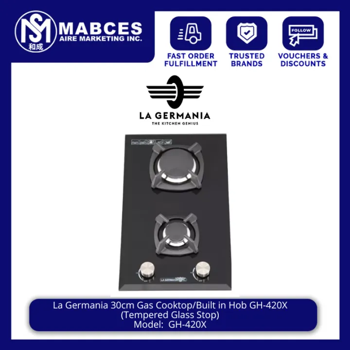 La Germania Cm Gas Cooktop Built In Hob Gh X Tempered Glass Stop