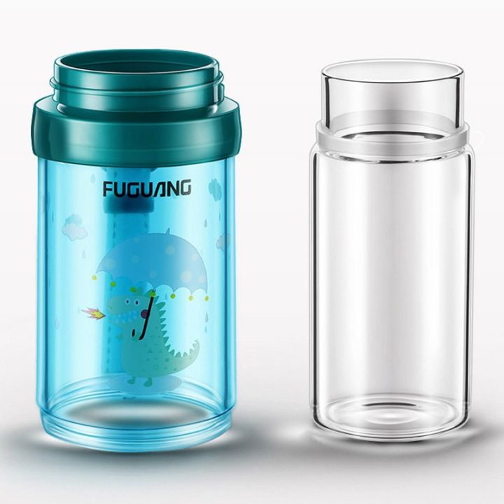 cod-fuguang-dinosaur-shaped-cute-plastic-glass-double-layer-childrens-water-cup-portable-outdoor-can-advertise-logo
