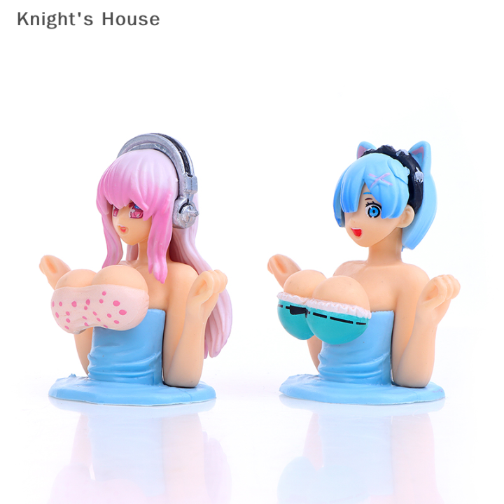 knights-house-อุปกรณ์ตกแต่งภายในรถยนต์การ์ตูนน่ารักอะนิเมะเด็กผู้หญิงตุ๊กตาการสั่นสะเทือนที่หน้าอกแผงหน้าปัดเซ็กซี่เครื่องประดับรถจักรยานยนต์จักรยาน