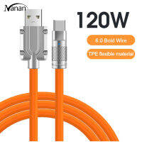 120w 6a Type C Cable Fast Charging Liquid Silicone Usb Line With Led Indicator Compatible For Xiaomi Huawei Samsung