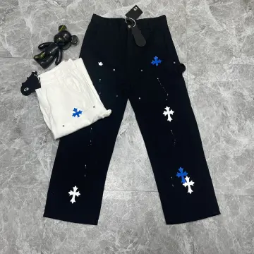 CHROME HEARTS LEATHER PATCHWORK DENIM