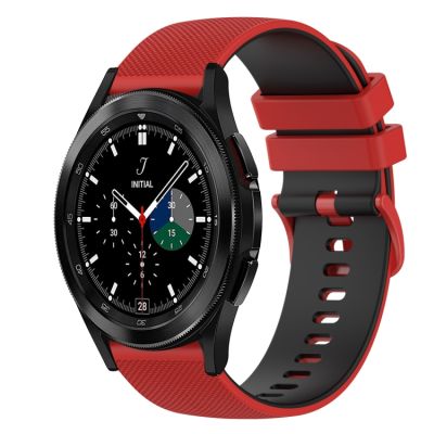 สำหรับ Samsung Galaxy Watch4แบบคลาสสิก46มม. 20มม. แถบสองนาฬิกาซิลิโคนสีลายตารางหมากรุก