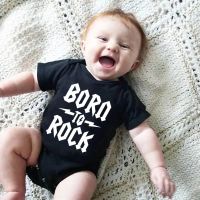 【 Cw】born To Rock ทารกแรกเกิดแขนสั้นผ้าฝ้ายบอดี้สูทเด็กทารกน่ารักเสื้อผ้า Jumpsuit ชุดเด็กทารก Baby Body Rock