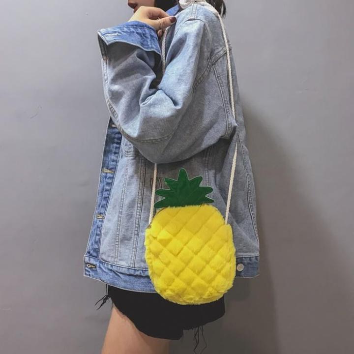 พร้อมส่ง-pineapple-crossbody-bag-กระเป๋าสะพายข้าง-ลายสัปปะรดนุ่มนิ่ม