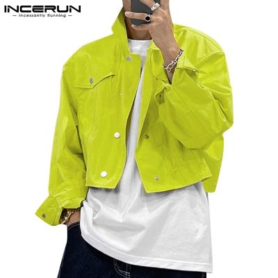 CODTheresa Finger INCERUN Mens Western Style Fashion Long Sleeves Solid Color Lapel Jacket