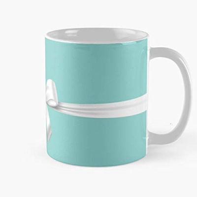 ริบบิ้นสีฟ้าสำหรับห่อของขวัญ Tiffanys คริสต์มาส Valentine Mug แก้วกาแฟถ้วยชาสีขาวของขวัญที่ดีที่สุดสำหรับวันหยุด