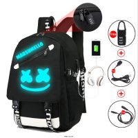 ♛┇▫ DJ Marshmello Luminous Backpack Boys Anti-theft Backpack Men Large-capacity Football Bag College Stylish Girl School Bags