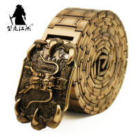 Mens belt Stainless steel Belt Retro Dragon metal Belt Gold Color Charm Belt Hip Hop Gothic Punk Strap Belt male