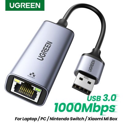 UGREEN USB อะแดปเตอร์อีเทอร์เน็ต1000/100Mbps USB3.0/2.0เพื่อ RJ45 Lan สำหรับแล็ปท็อป PC Windows เหมาะสำหรับ Xiaomi กล่อง Mi Nintendo Switch การ์ดเน็ตเวิร์ก