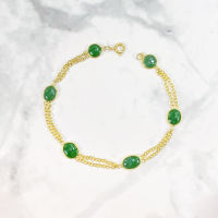 Jadeite Bracelet สร้อยข้อมือหยก หยกแท้สีเขียวธรรมชาติ เนื้อสะอาด ตัวเรือนเป็นทอง18k