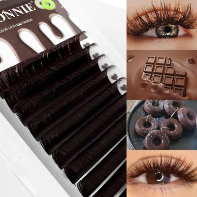 Abonnie Chocolate Colored Eyelashes Dark Brown Lashes Premium Volume Lashes Extensions Fluffy Individual Cilios Cables Converters