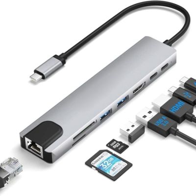 DS-20808ตัวแปลงแบบหลายพอร์ตฮับ8 In 1 USB C / Type-C พร้อม4K HDMI,USB 3.0 SD/เครื่องอ่านบัตร TF,USB C Dongle สำหรับ MacBook Pro/air และอุปกรณ์ประเภท C อื่นๆ