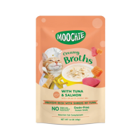 Moochie Creamy Broths มูชี่ ครีมมี่ อาหารเปียกสำหรับแมว รสทูน่าและแซลมอน 40 g. x 16 ซอง