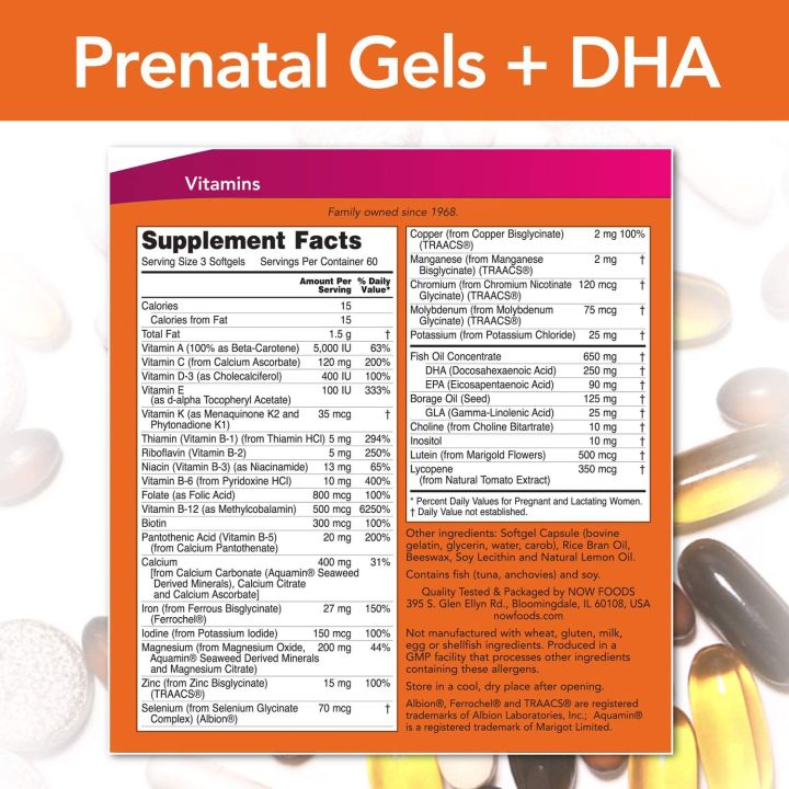 วิตามินเตรียมตัวตั้งครรภ์-prenatal-gels-dha-180-softgels-now-foods