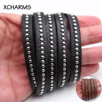 10mm Flat PU Leather Cord Vintage Rivets Rope Diy Jewelry Findings Accessories Fashion Jewelry Making Materials for Bracelet